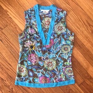 Zara silk intricately embellished tank sm/med